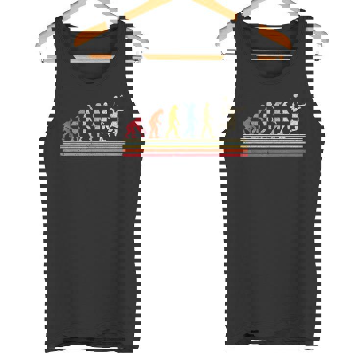 人類進化 バドミントンデザイン タンクトップ