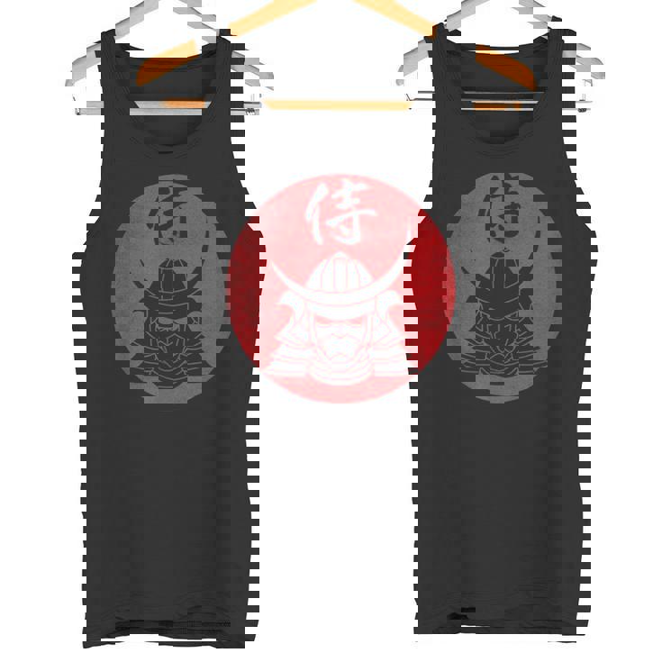 侍の戦士の兜日本の漢字-黒 タンクトップ