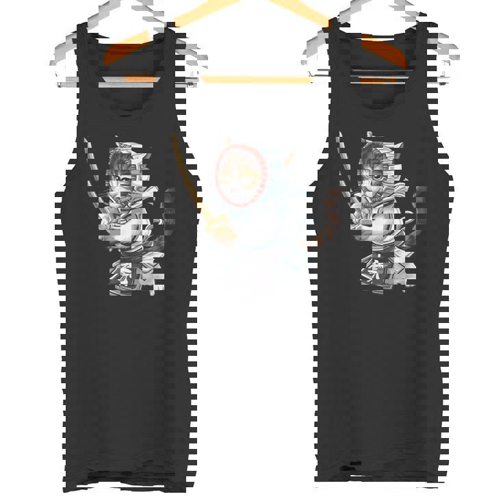 剣道ファイター 猫 面白 日本格闘技・猫好き タンクトップ