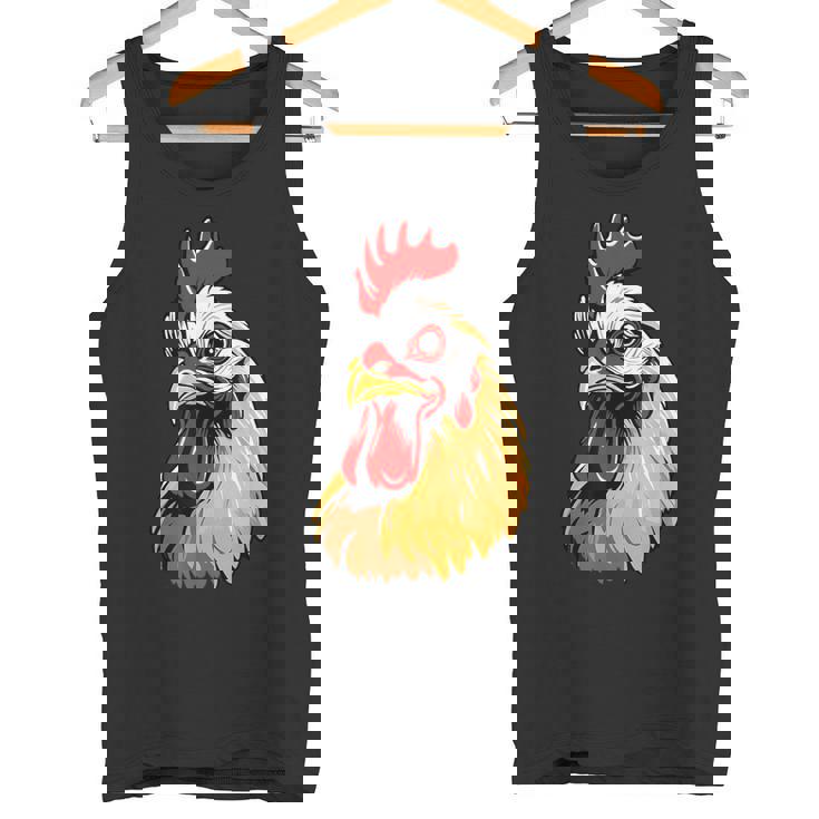 動物愛好家のための大胆な農場の鶏の頭のアート タンクトップ