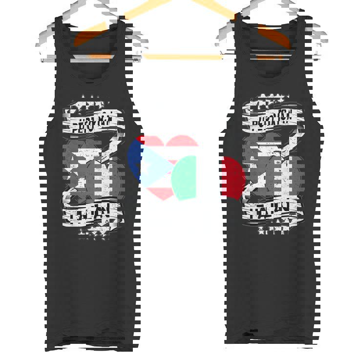 半分イタリア半分プエルトリコの国旗 ハート イタリア プエルトリコ タンクトップ