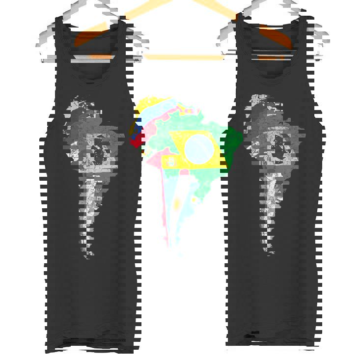 南米大陸地図 旗付き タンクトップ