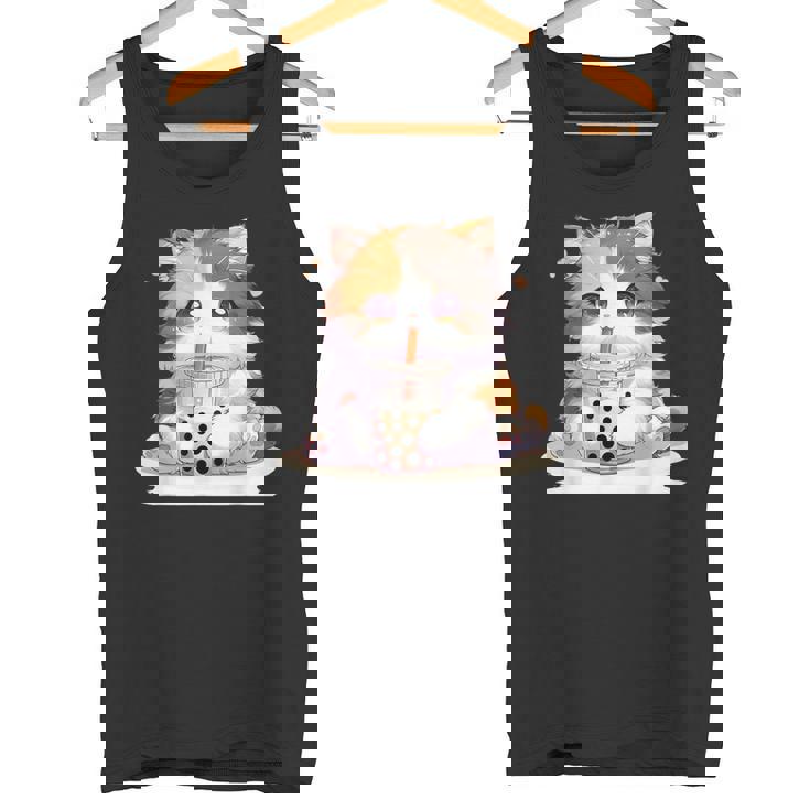 原宿竹下通りの可愛い子猫 アニメ好き オタクを癒すタピオカ茶 タンクトップ