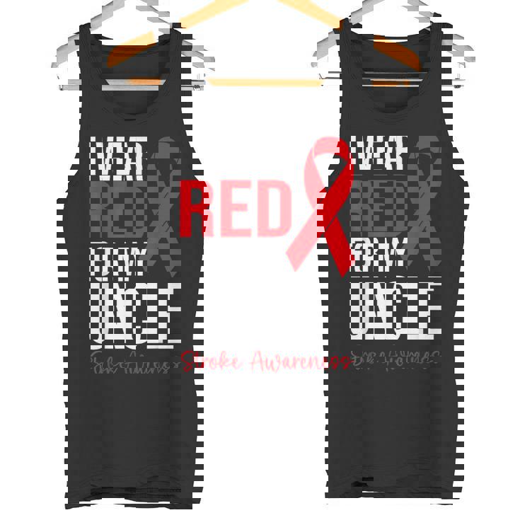 叔父さんの脳卒中啓発のために赤を着ています タンクトップ