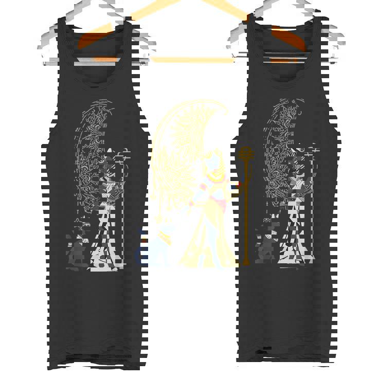 古代の典型的な猫の女神バステット エジプト 三日月 月 月 タンクトップ