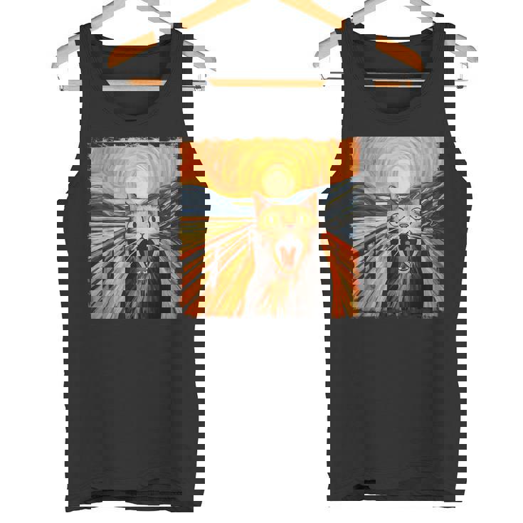 叫ぶ猫、エドヴァルド・ムンク風、面白い猫 タンクトップ