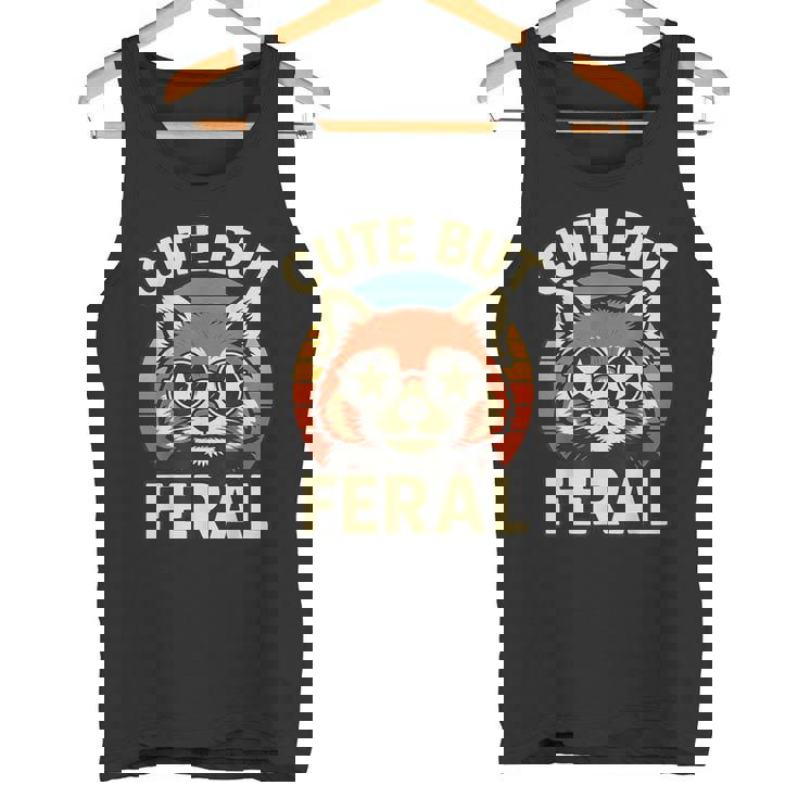 可愛いけどフェラル 面白い レトロ ビンテージ 星 シェード レッサーパンダ タンクトップ