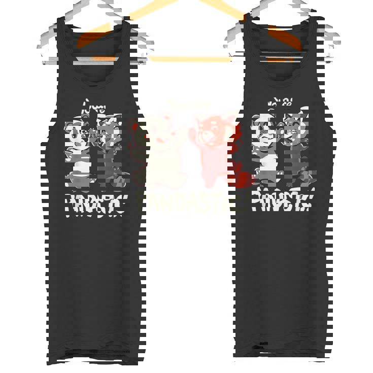 君はパンダスティックだよハイタッチのレッサーパンダとパンダ タンクトップ