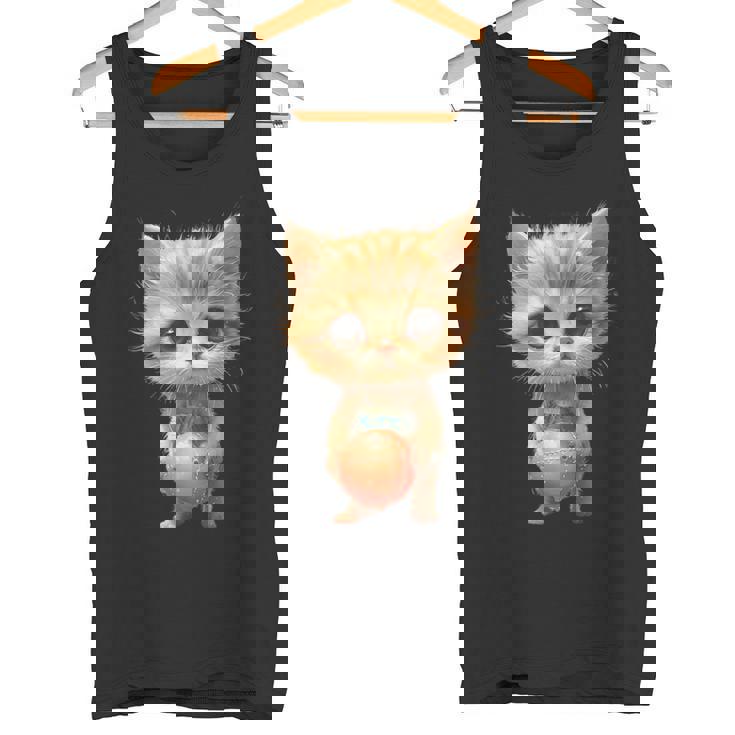 子猫、茶トラ、かわいい、おもしろい、癒し、ビーチ、ボール、砂浜、夏、海、ビーチボール、可愛い タンクトップ