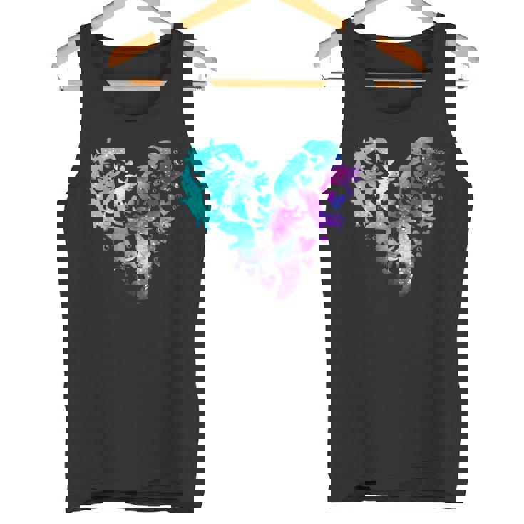 宇宙 ウーパールートル かわいいウーパールーパー ハート 水彩 ウーパールーパー タンクトップ