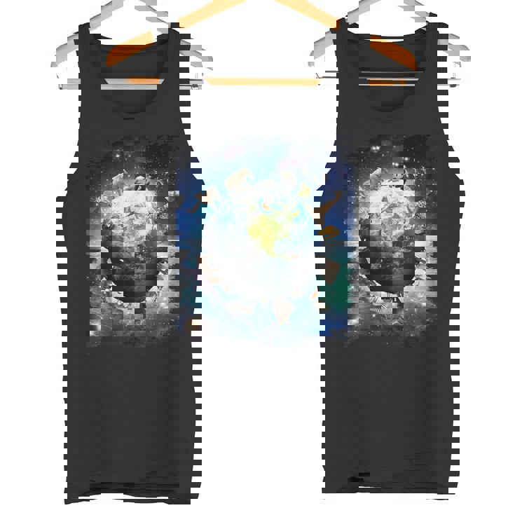 宇宙地球動物グループシーン タンクトップ