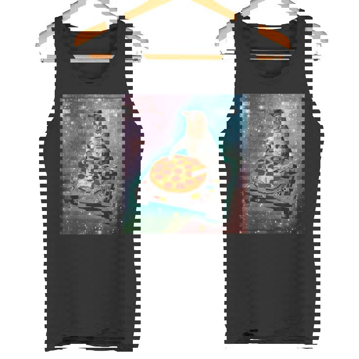 宇宙宇宙 ギャラクシー 宇宙 猫 ピザ Dj 面白い かわいい コズミック タンクトップ