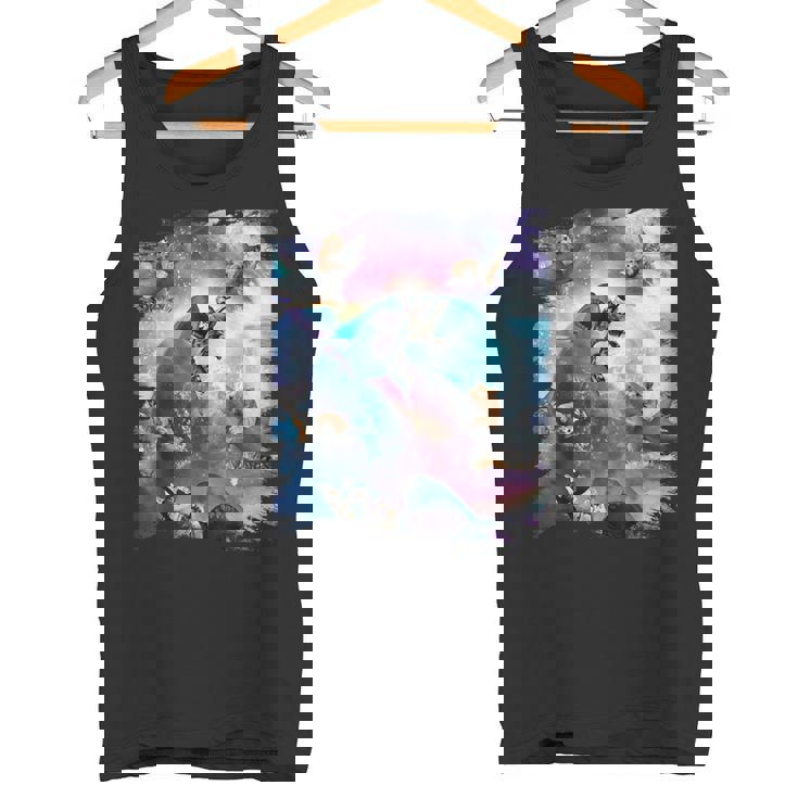 宇宙猫 乗馬サメ ギャラクシー レインボーキャット オンシャークス タンクトップ