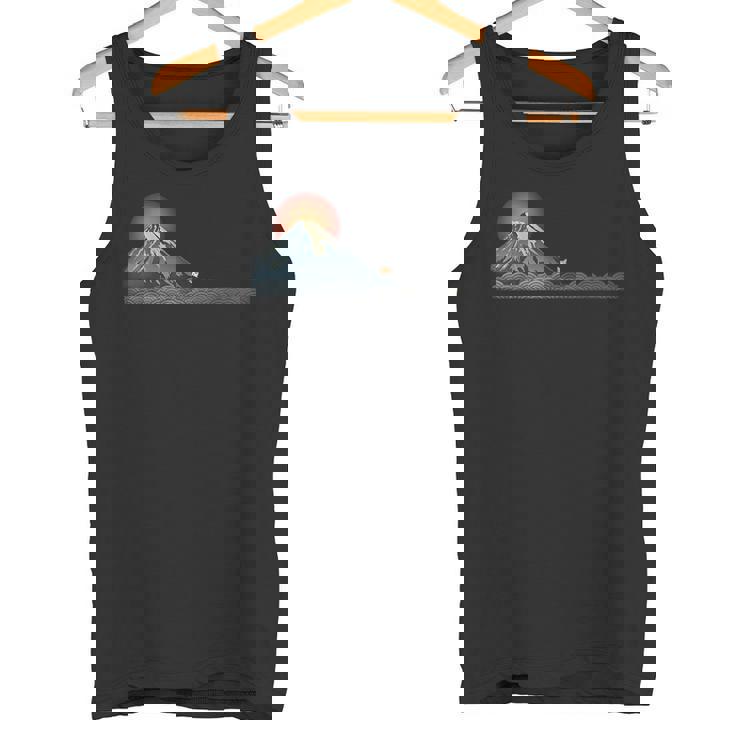 山 柴犬秋田犬かわいい犬と富士 タンクトップ