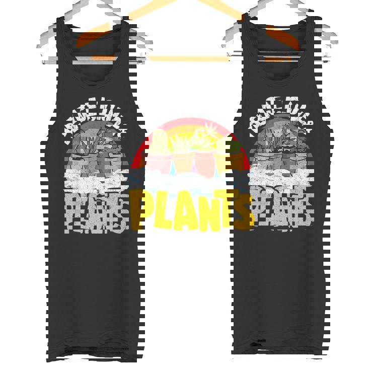 平和 愛&植物 レトロ レインボー 多肉植物 植物庭師 タンクトップ