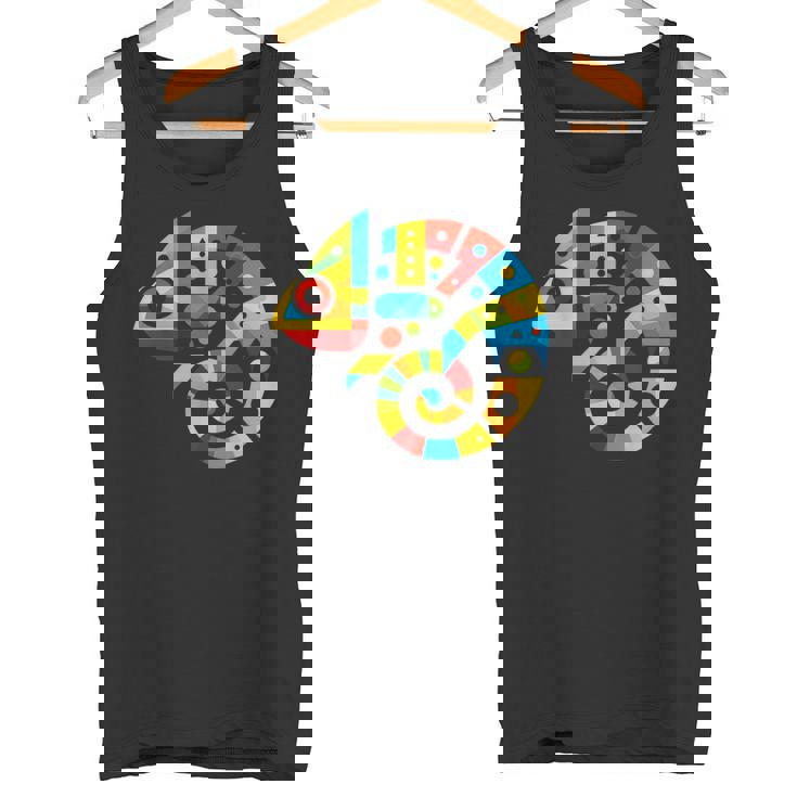 幾何学的ミニマリズム イラスト カメレオン 爬虫類 タンクトップ