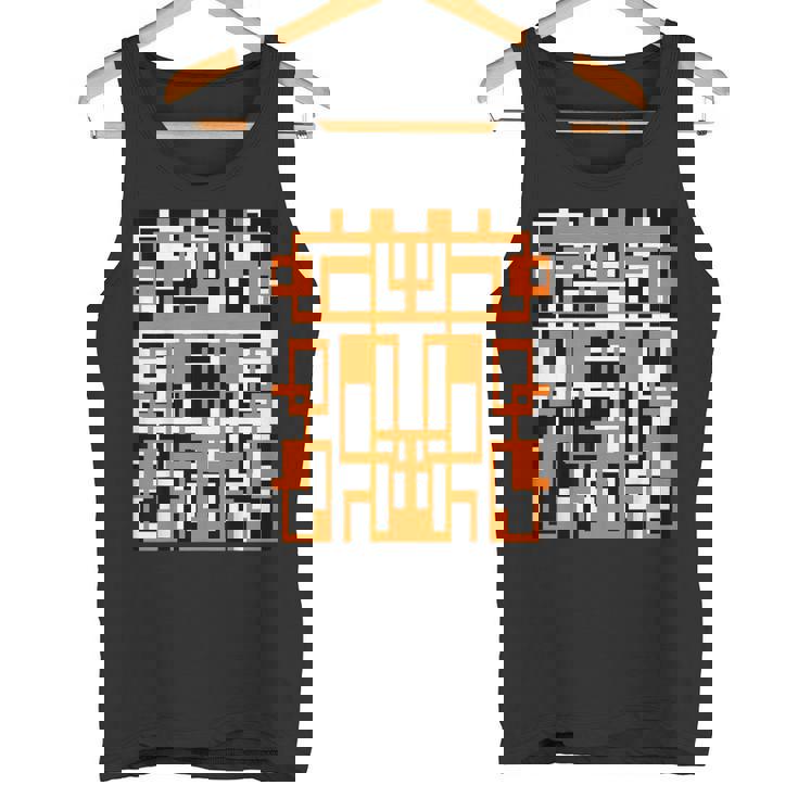 幾何学的図形 パターン オレンジ 白 黒 背景 タンクトップ