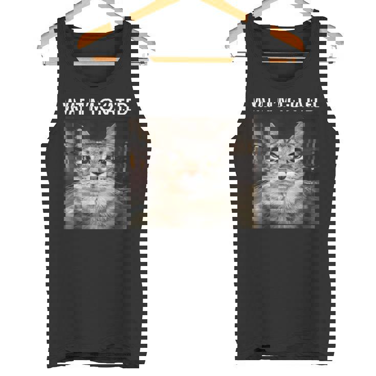 待ってよヤギの愚かな猫のミーム タンクトップ