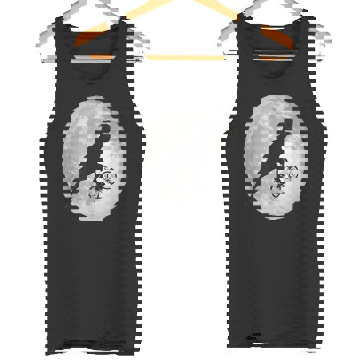 恐竜 ダイナソー 面白いtシャツ ティラノサウルス 月と自転車 サイクリング アート メンズ 子供 おもしろ 服 ネタ タンクトップ