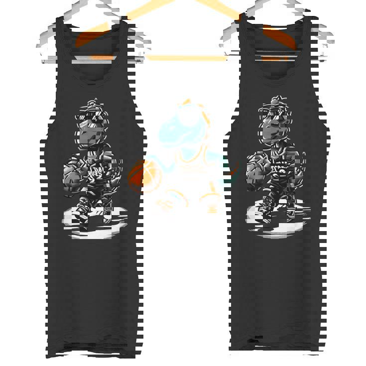 恐竜 バスケットボール T-Rex スポーツプレーヤー コーチ 面白い 男の子向け タンクトップ