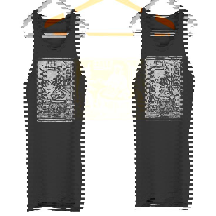 悪魔 オカルト 鬼 召喚 ゴス ホラー 美的 ウッドカット タンクトップ