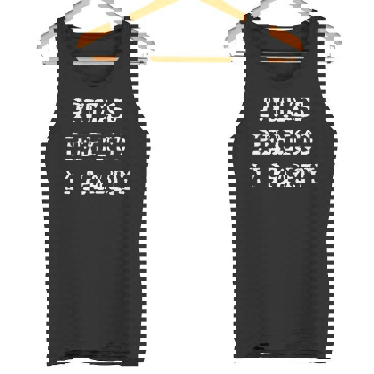 愉快なスペインの飲酒 男性用 引用句 Putas Perico Y Party タンクトップ