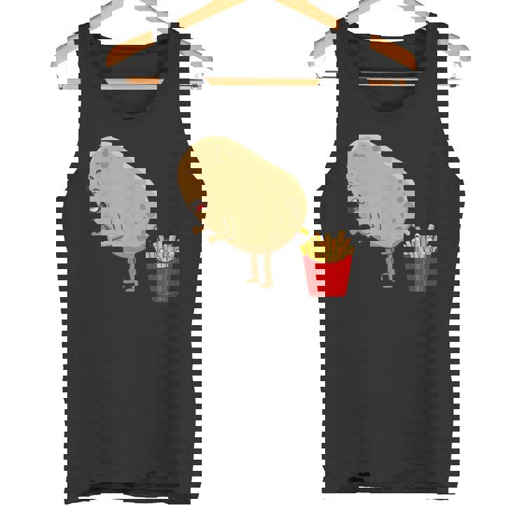 愉快なフライドポテト食べ物デザイン 男女兼用 タンクトップ