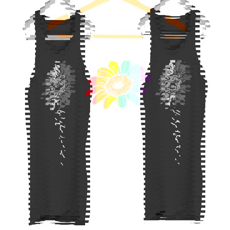 愛のヒマワリ 花柄 Lgbtq レインボーフラッグ ゲイプライド アライ タンクトップ
