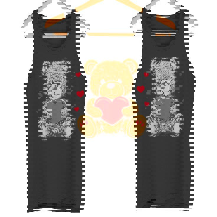 愛らしいハート付きテディベア ラブぬいぐるみ タンクトップ