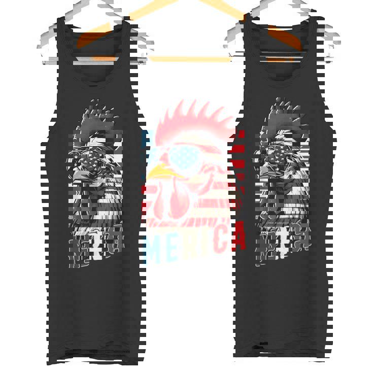 愛国心が強いチキンメリカ アメリカ国旗 鶏好き 7月4日 タンクトップ