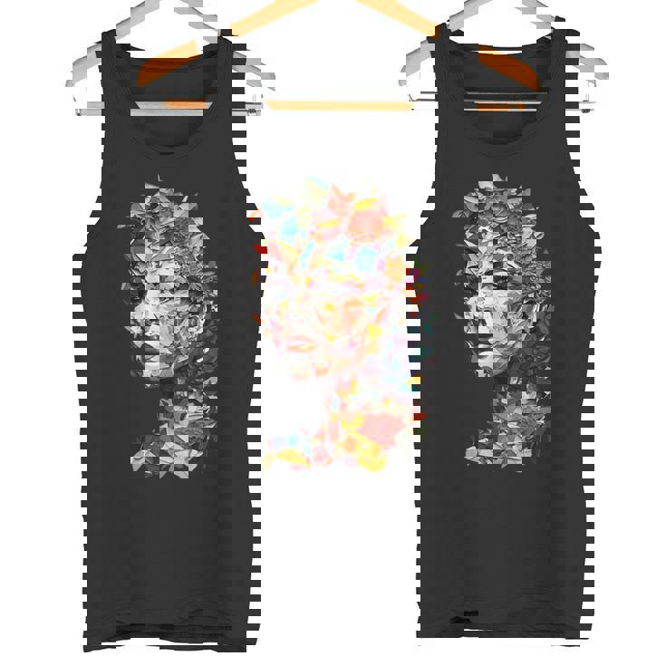 抽象的 カラフルである 花 女 芸術 顔 タンクトップ