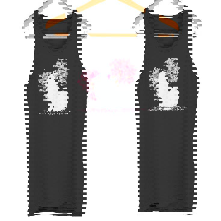 日本のかわいいさくら 桜 ジャパニーズスピッツ犬 タンクトップ