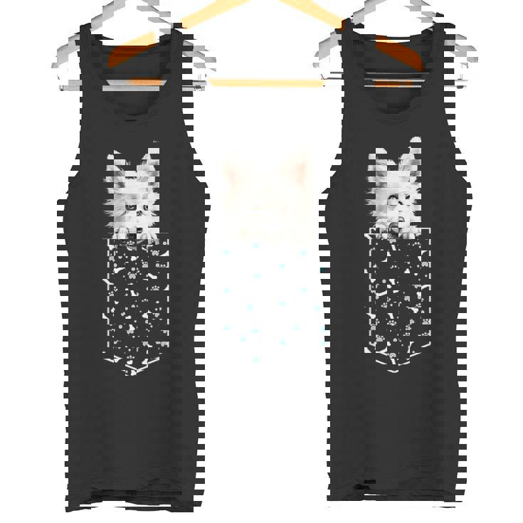 日本のスピッツ犬ポケット犬顔ペット愛好家 タンクトップ