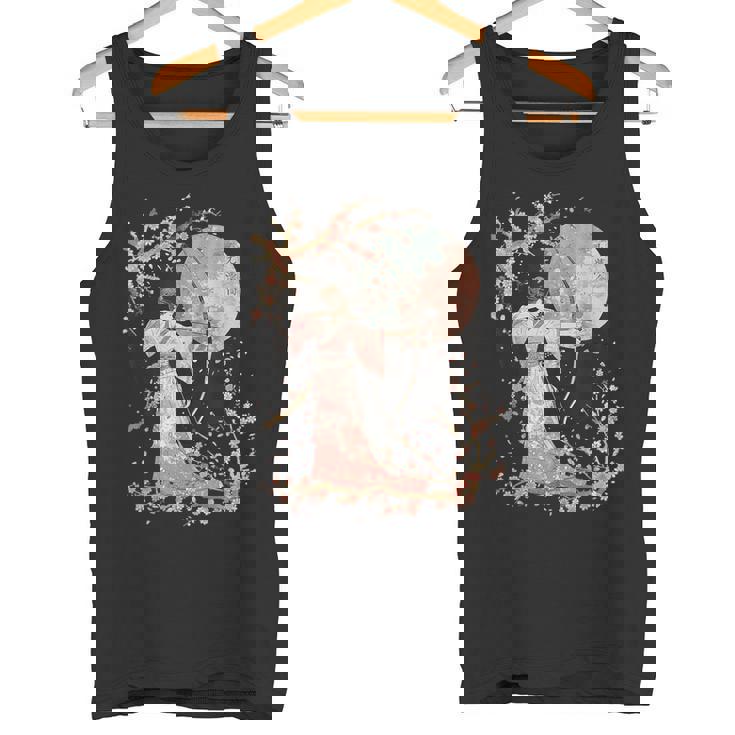 日本の伝統的な弓道アーチェリーアート桜のデザイン。 タンクトップ