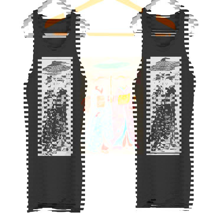 日本の伝統芸者 絵画 アート 水彩 お土産 タンクトップ