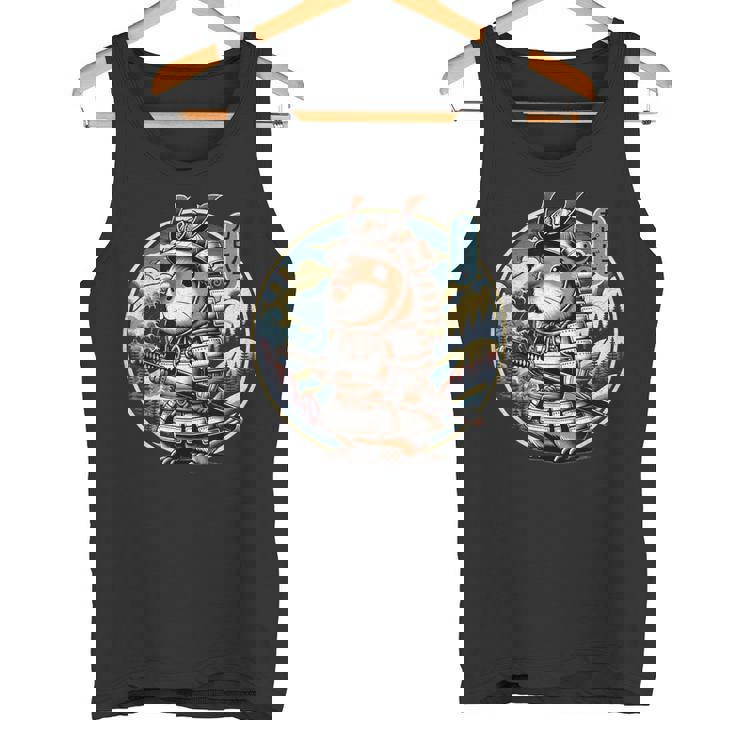 日本の侍カピバラのタトゥー、かわいい忍者カピバラ タンクトップ