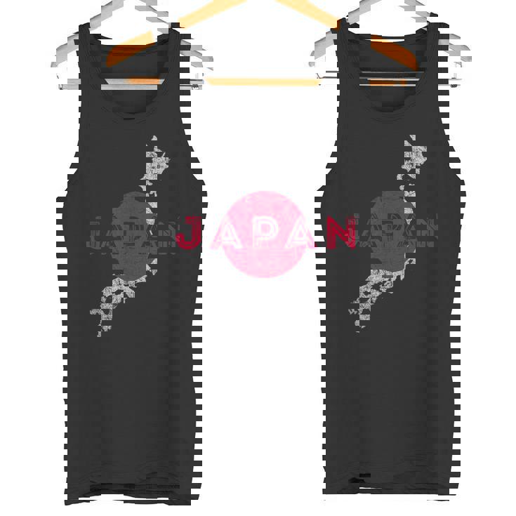 日本の地図と旗 日本のお土産 タンクトップ