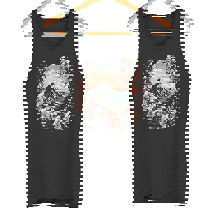 日本の桜 ピンク 桜 富士山 自然 アート タンクトップ