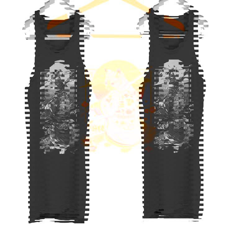 日本の芸術 猫 忍者 浮世絵 アニメスタイル サムライキャット タンクトップ