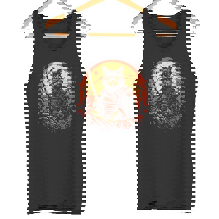 日本の芸術 猫 忍者 浮世絵 アニメスタイル サムライキャット 猫好き 愛猫家 ペット 猫飼い 可愛い ネコ ねこ 猫 タンクトップ