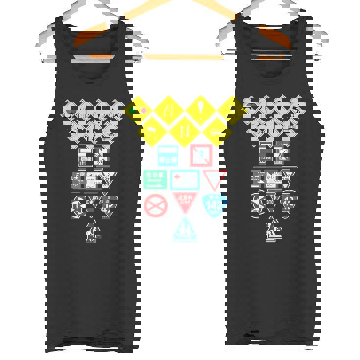 日本の道路標識、日本の交通警告シンボルグラフィック。 タンクトップ