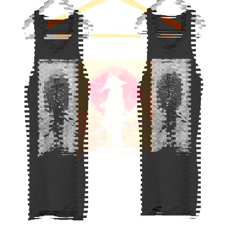 日本アート サムライ ビンテージ ファイター レトロデザイン タンクトップ