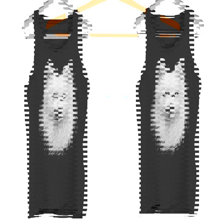 日本スピッツ 犬 モチーフ ペットアート 青い目 日本スピッツ タンクトップ