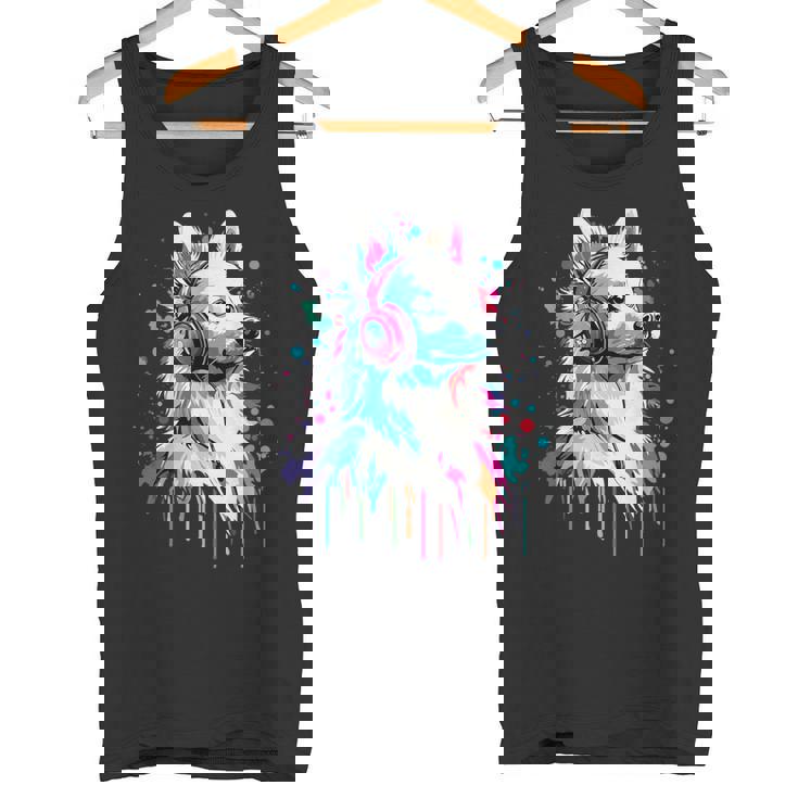 日本スピッツ好き ヘッドフォン装着 おもしろい 日本スピッツ タンクトップ