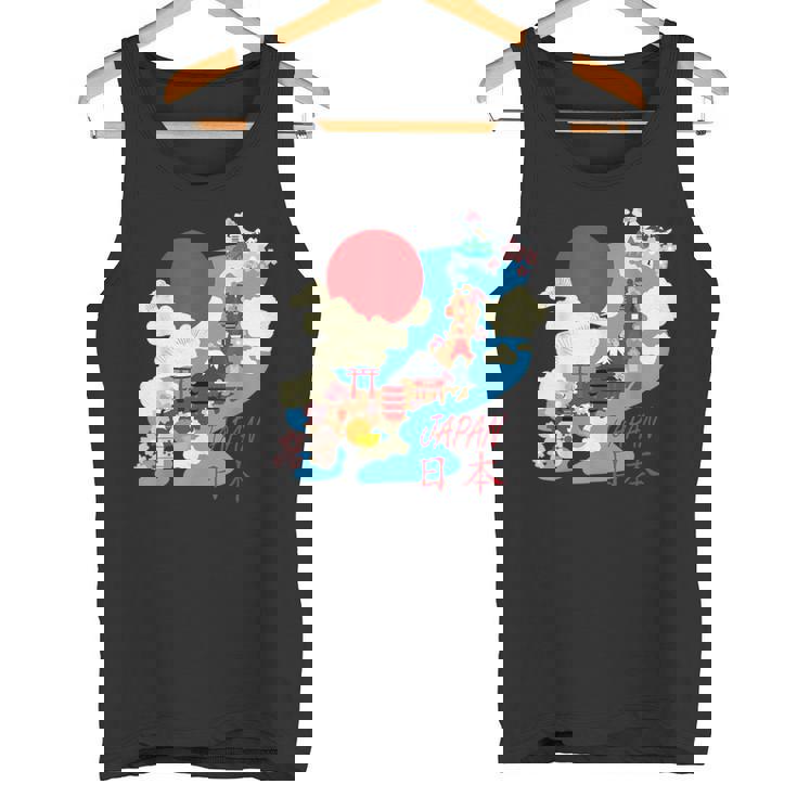 日本地図日本 涼しいのお土産 タンクトップ