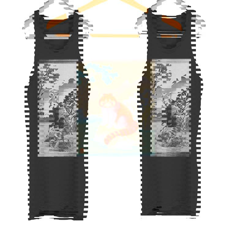 日本美術 レッサーパンダ 京斎 ヴィンテージ 日本 作品 タンクトップ