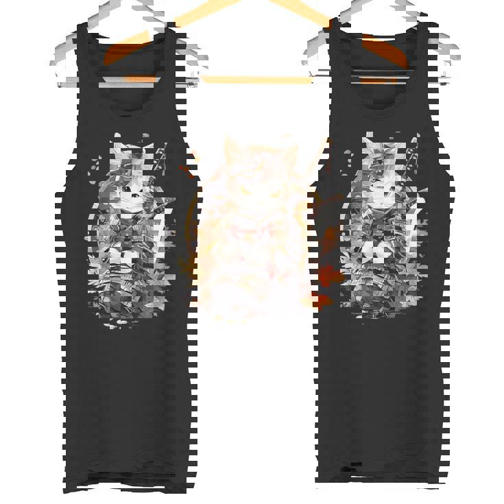 日本美術 猫 忍者 浮世絵 アニメ風 侍猫 タンクトップ