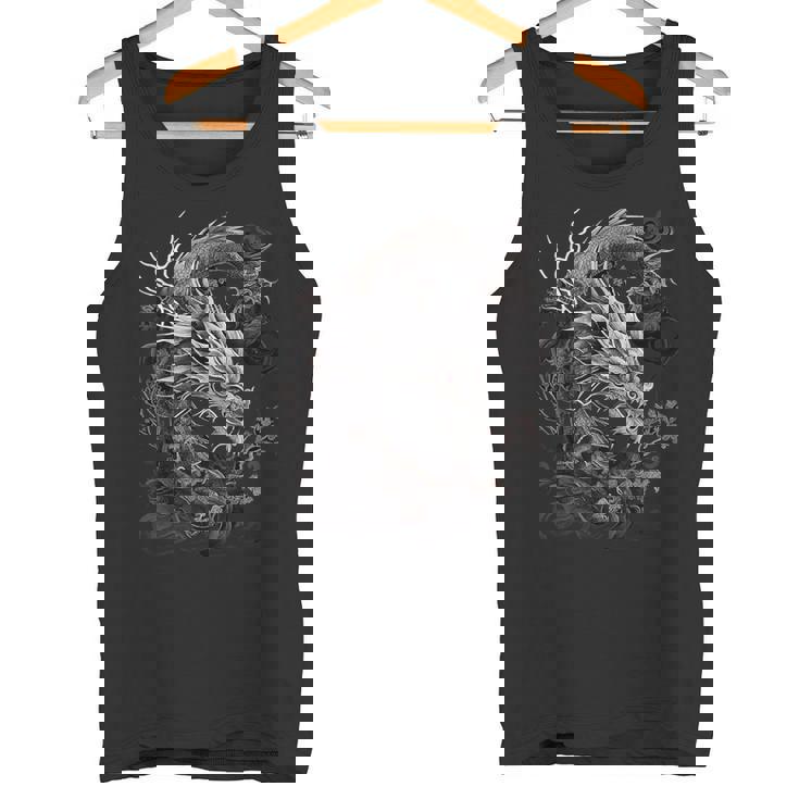 日本龍 タトゥー描画 伝統的な日本のグラフィックtシャツ タンクトップ