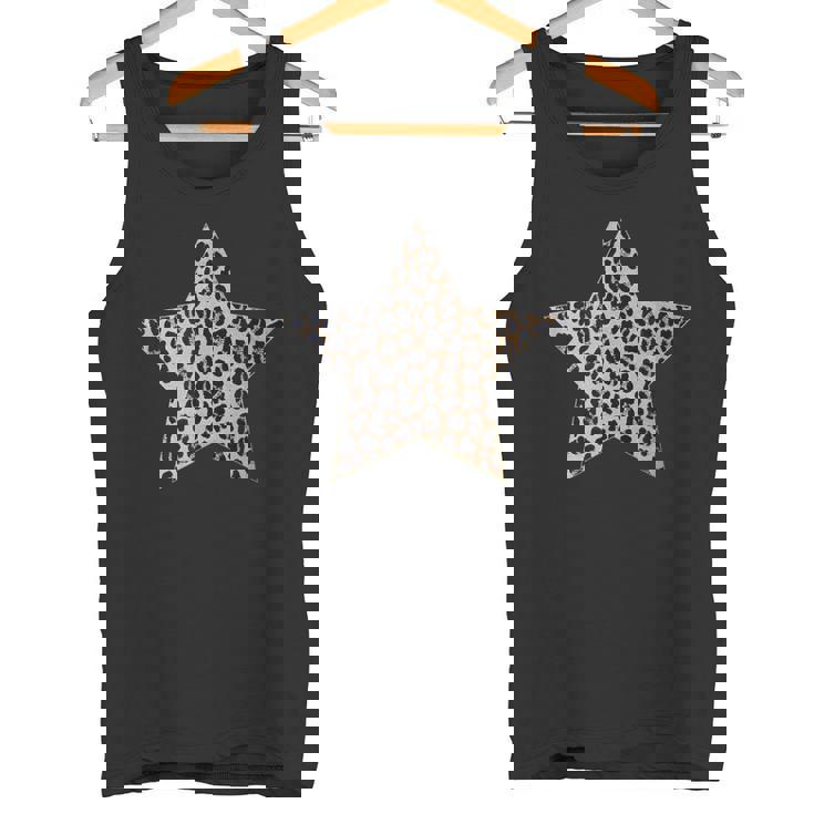 星型 かわいいチーターヒョウ柄グラフィック。 タンクトップ
