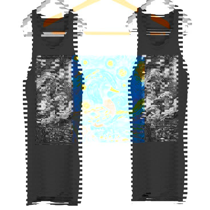 星空の下のアヒル アート グラフィック 誕生日 クリスマス タンクトップ